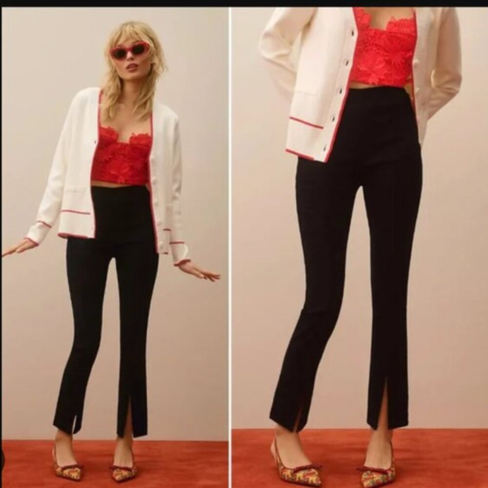 Anthropologie Maeve Split-Front Pull-On Pants Black